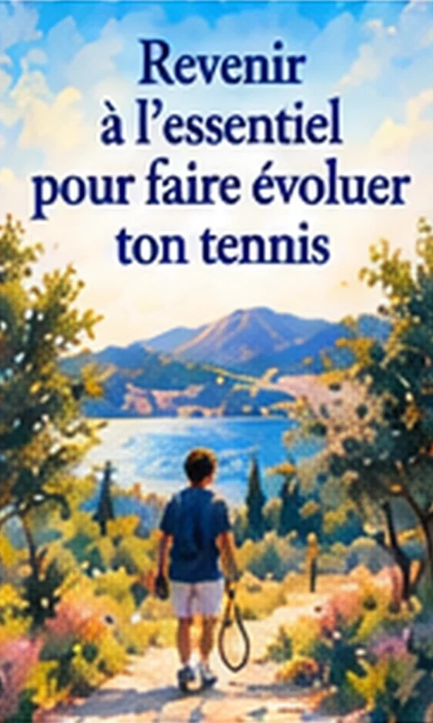 Joueur de tennis de dos sur un chemin face à un lac, revenir à l’essentiel pour faire évoluer son tennis